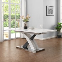 Axara Small Extending Gloss Dining Table In White And Grey