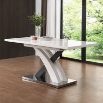 Axara Small Extending Gloss Dining Table In White And Grey