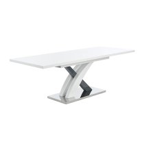 Axara Small Extending Gloss Dining Table In White And Grey