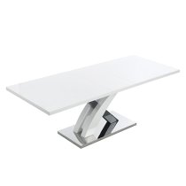 Axara Small Extending Gloss Dining Table In White And Grey