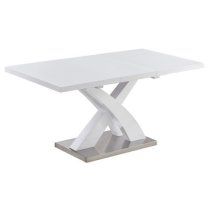 Axara Small Extending White Dining Table 4 Gia Grey White Chairs