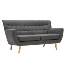 Lofting Fabric 3 Seater Sofa With Wooden Legs In Grey