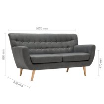 Lofting Fabric 3 Seater Sofa With Wooden Legs In Grey