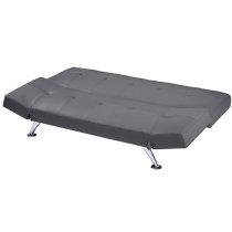 Venice Faux Leather Sofa Bed In Grey With Chrome Metal Legs