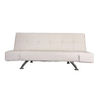 Venice Faux Leather Sofa Bed In White With Chrome Metal Legs