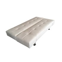 Venice Faux Leather Sofa Bed In White With Chrome Metal Legs