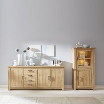 Berger Wooden Sideboard Large In Rustic Oak With 3 Doors