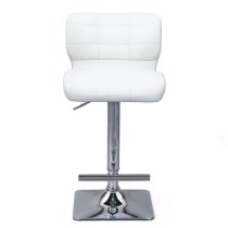 Candid Faux Leather Bar Stool In White With Chrome Base