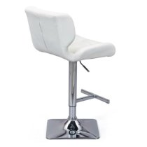 Candid Faux Leather Bar Stool In White With Chrome Base