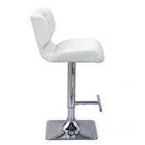 Candid Faux Leather Bar Stool In White With Chrome Base