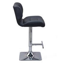 Candid Faux Leather Bar Stool In Black With Chrome Base