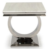 Kelsey Marble Lamp Table With Stainless Steel Base In Cream