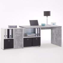 Flexi Modern Corner Computer Desk In Atelier And White