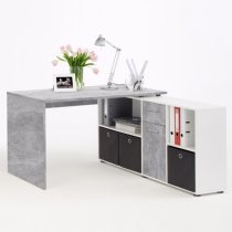 Flexi Modern Corner Computer Desk In Atelier And White