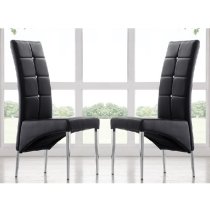 Vesta Studded Black Faux Leather Dining Chairs In Pair