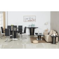 Memphis High Gloss Lamp Table In Black With Glass Top