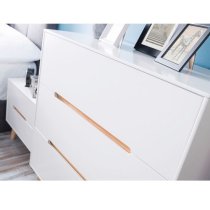 Abrina Chest Of Drawers Wide In Matt White And Oak