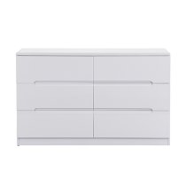 Manhattan Wide High Gloss Chest Of 6 Drawers In White