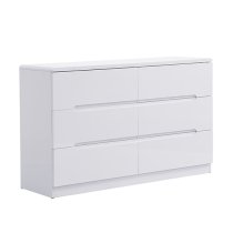 Manhattan Wide High Gloss Chest Of 6 Drawers In White