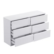 Manhattan Wide High Gloss Chest Of 6 Drawers In White