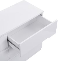 Manhattan Wide High Gloss Chest Of 6 Drawers In White