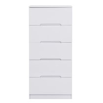 Manhattan Tall High Gloss Chest Of 5 Drawers In White