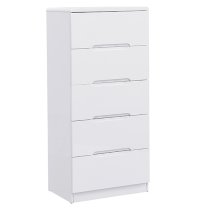 Manhattan Tall High Gloss Chest Of 5 Drawers In White