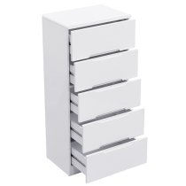 Manhattan Tall High Gloss Chest Of 5 Drawers In White