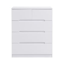 Manhattan High Gloss Chest Of 5 Drawers In White