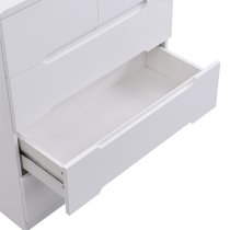 Manhattan High Gloss Chest Of 5 Drawers In White