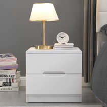 Manhattan High Gloss Bedside Cabinet With 2 Drawers In White