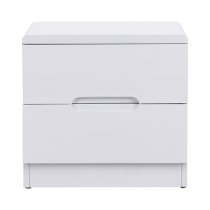 Manhattan High Gloss Bedside Cabinet With 2 Drawers In White