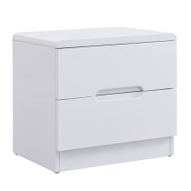 Manhattan High Gloss Bedside Cabinet With 2 Drawers In White