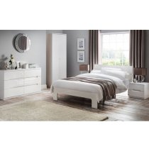 Magaly Contemporary Double Bed In White High Gloss