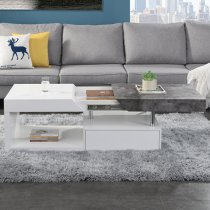 Tuna Wooden Storage Coffee Table In White And Concrete Effect