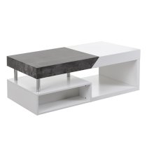 Tuna Wooden Storage Coffee Table In White And Concrete Effect