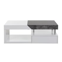 Tuna Wooden Storage Coffee Table In White And Concrete Effect