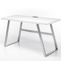 Helena Computer Desk Rectangular In Matt White With Metal Frame