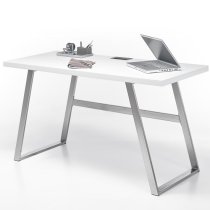 Helena Computer Desk Rectangular In Matt White With Metal Frame