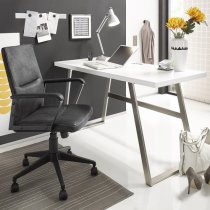 Helena Computer Desk Rectangular In Matt White With Metal Frame