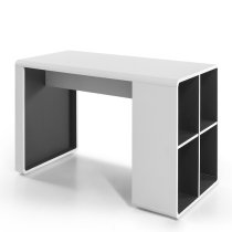 Houston Computer Desk In White And Anthracite With Shelving