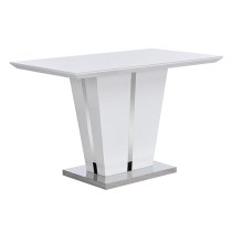 Memphis Small High Gloss Dining Table In White With Glass Top