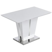 Memphis Small High Gloss Dining Table In White With Glass Top