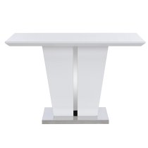 Memphis Small High Gloss Dining Table In White With Glass Top