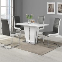 Memphis Small High Gloss Dining Table In White With Glass Top