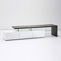 Alanis Wooden TV Stand With Storage In Concrete And Matt White