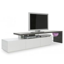 Alanis Wooden TV Stand With Storage In Concrete And Matt White