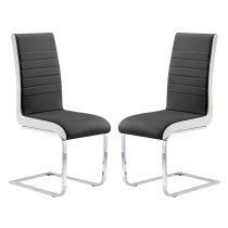 Symphony Black And White Faux Leather Dining Chairs In Pair