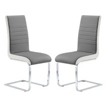 Symphony Grey And White Faux Leather Dining Chairs In Pair