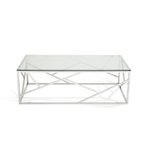 Betty Glass Coffee Table With Polished Stainless Steel Base